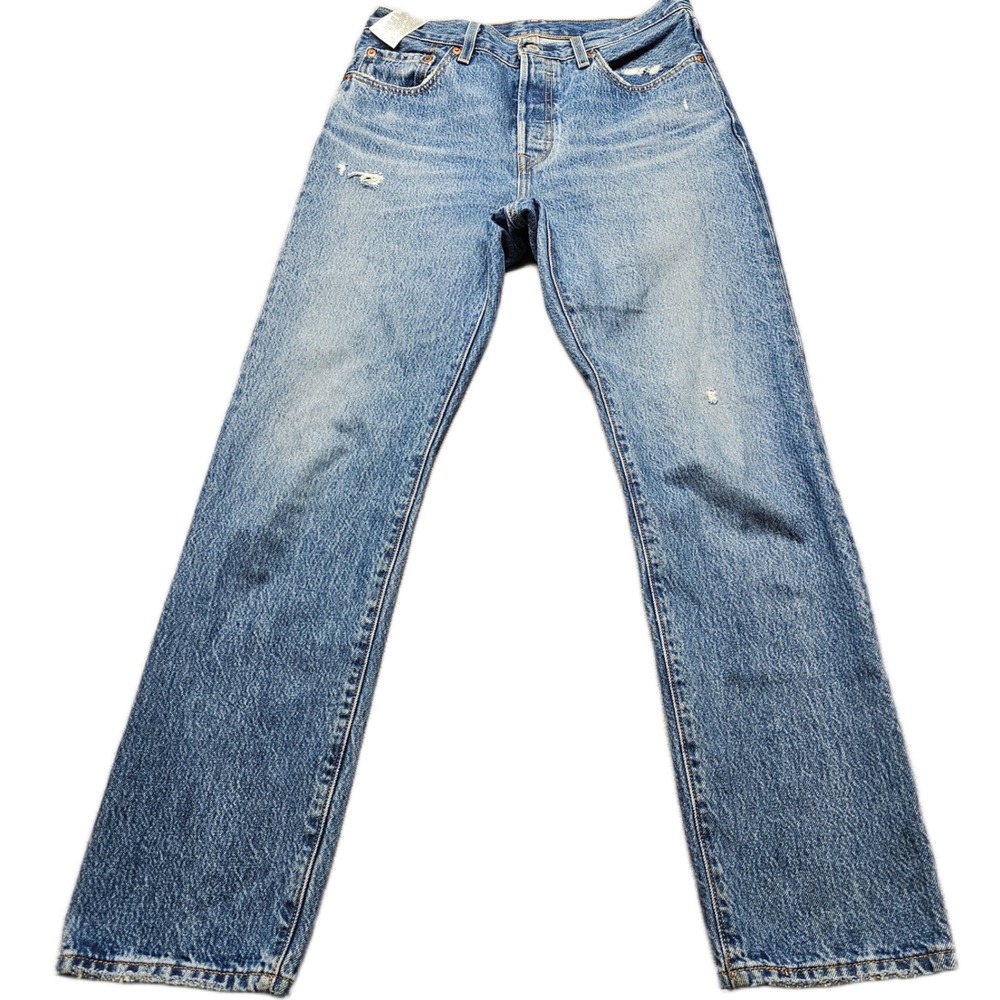 Levi's 501 Original Fit Jeans Mens 28x30 Blue Denim Medium Wash Faded Distressed